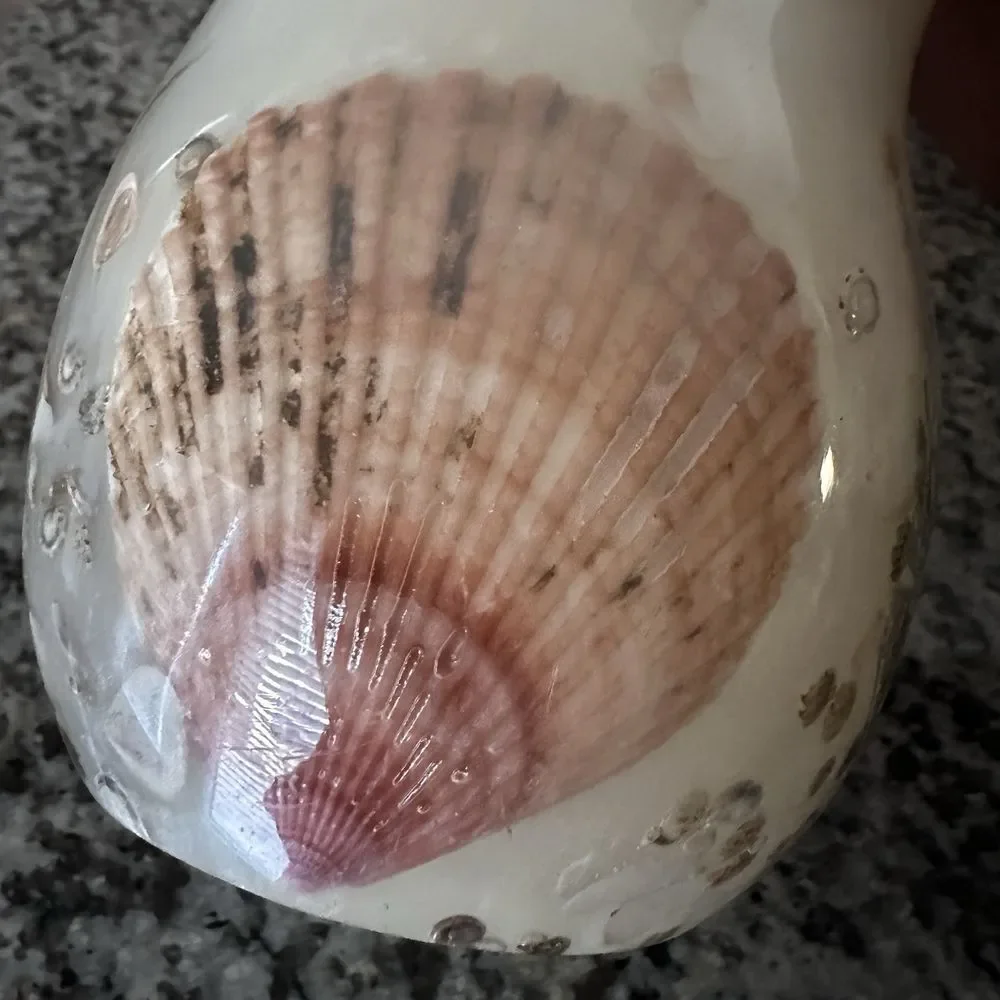 VTG Acrylic Resin Shells Candle Holder 4.75 Inch Vase Nautical Beach Ocean Decor